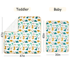 ZPECC dinosaur muslin blanket on stroller demonstrates easy travel warmth