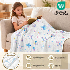 ZPECC Muslin blanket in stroller for travel-warmth and easy packing.