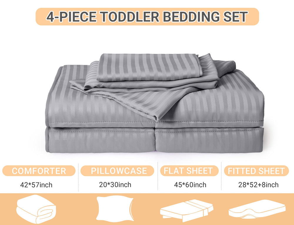 ZPECC Toddler Bedding Set fitted sheet on crib with snug fit and breathable comfort.