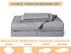 ZPECC Toddler Bedding Set fitted sheet on crib with snug fit and breathable comfort.