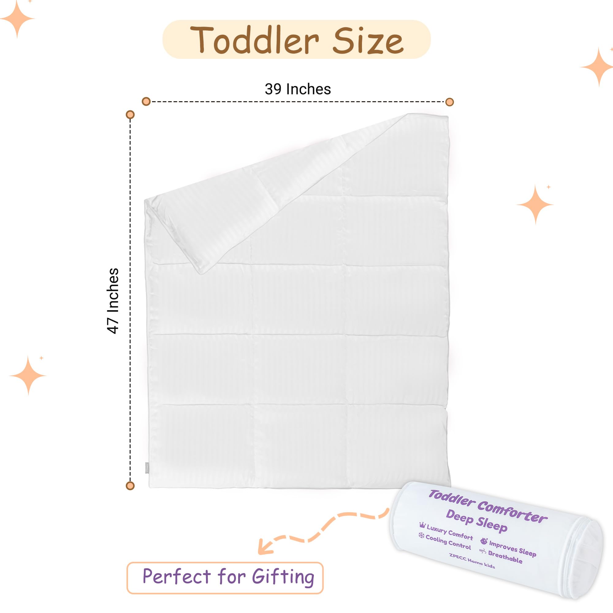 ZPECC Toddler Down Alternative Comforter close-up fabric microfiber highlights soft, pilling-free material.