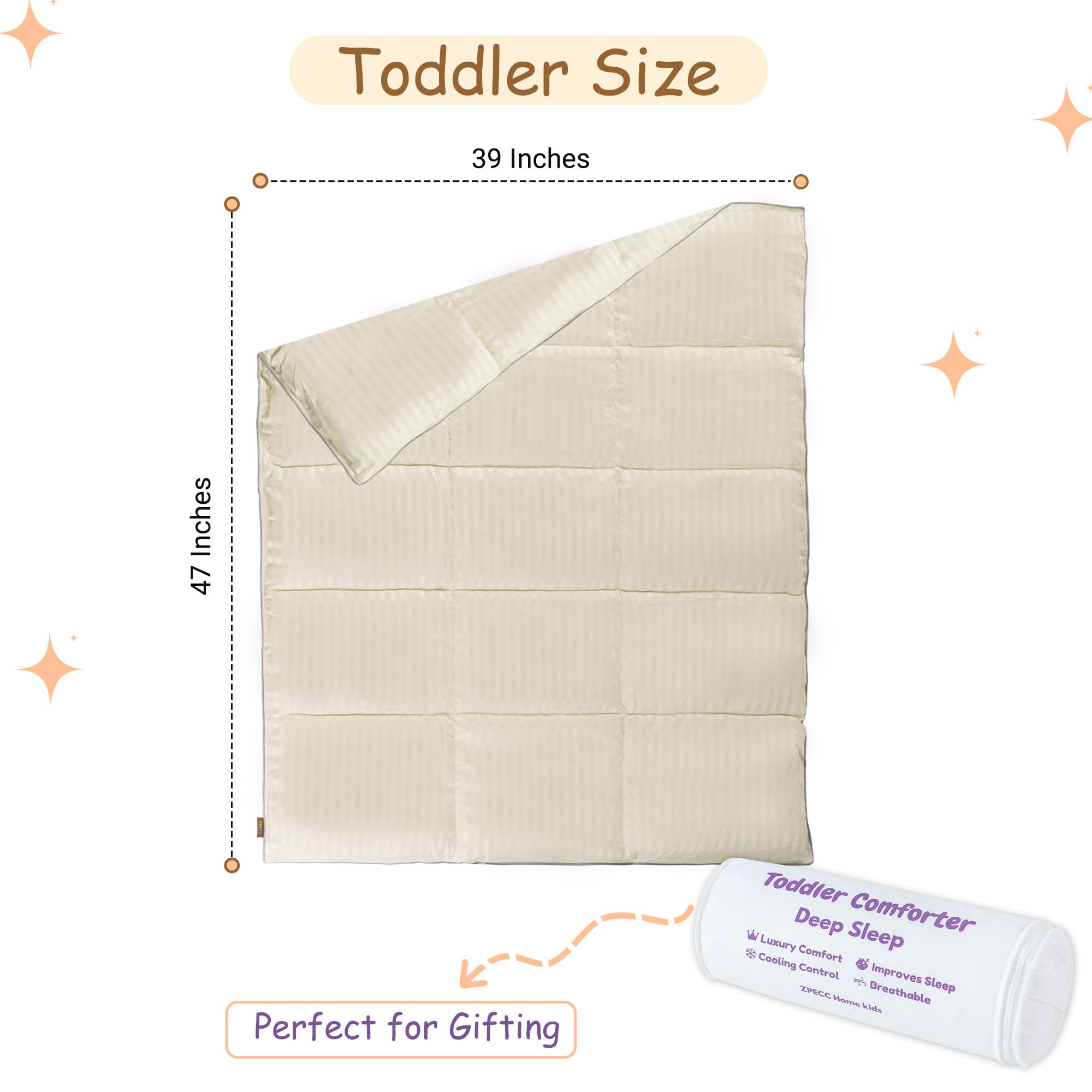 ZPECC Toddler Down Alternative Comforter in crib setup for safe all-season sleep.