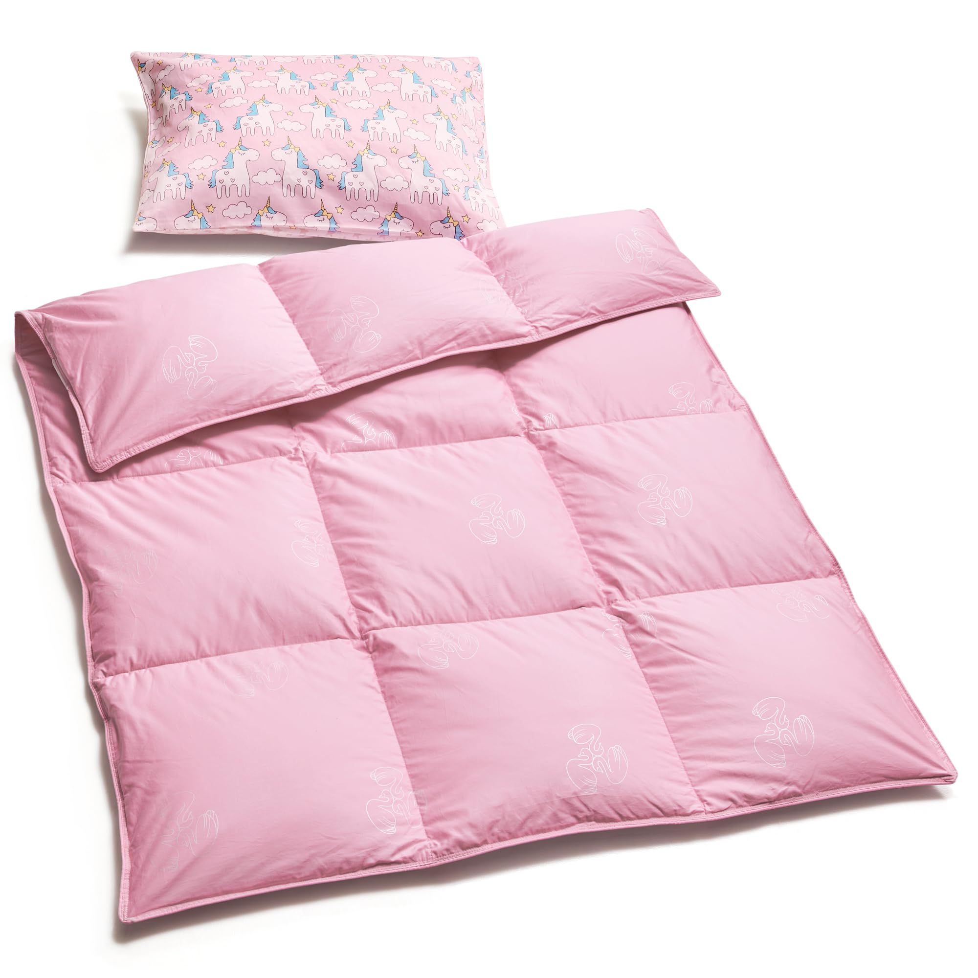 ZPECC toddler goose down comforter folded for crib naps with gentle warmth
