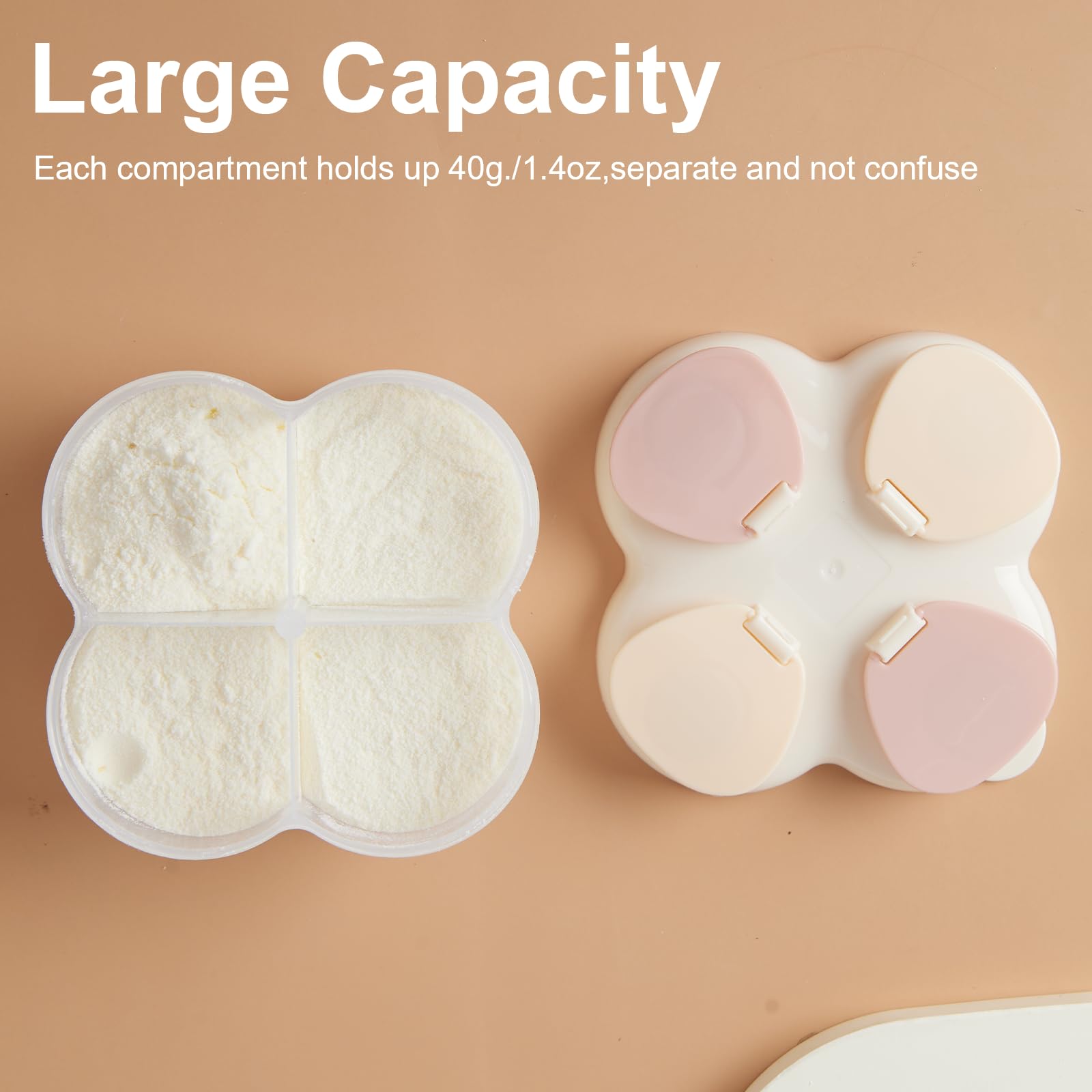 ZRHR formula dispenser with flip-top compartments for quick, organized portions.