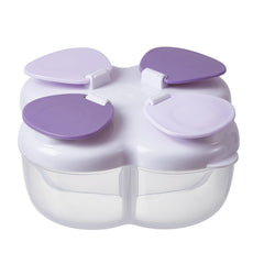 ZRHR formula dispenser with four compartments keeps feeds organized for on-the-go feeding.