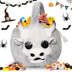 ZRPSIZP Halloween basket with 3D skeleton cow design for festive photo ops.
