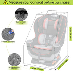 ZRRAJOY car seat travel bag grey back view highlights ergonomic straps for comfortable carry.
