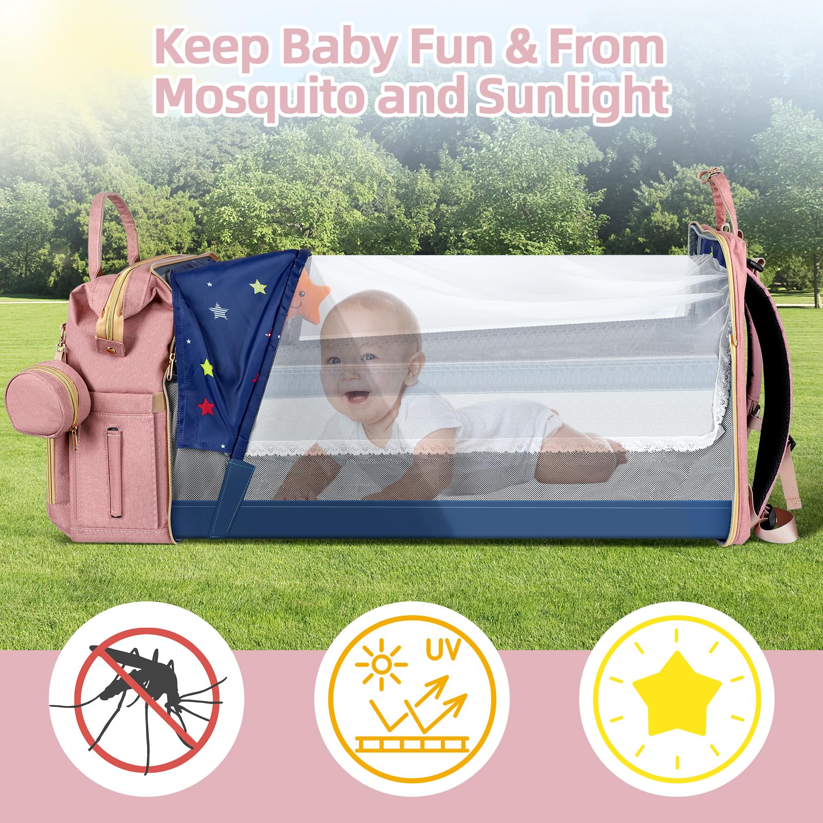 ZRSUN diaper bag backpack durable, sleek design complements daily use.