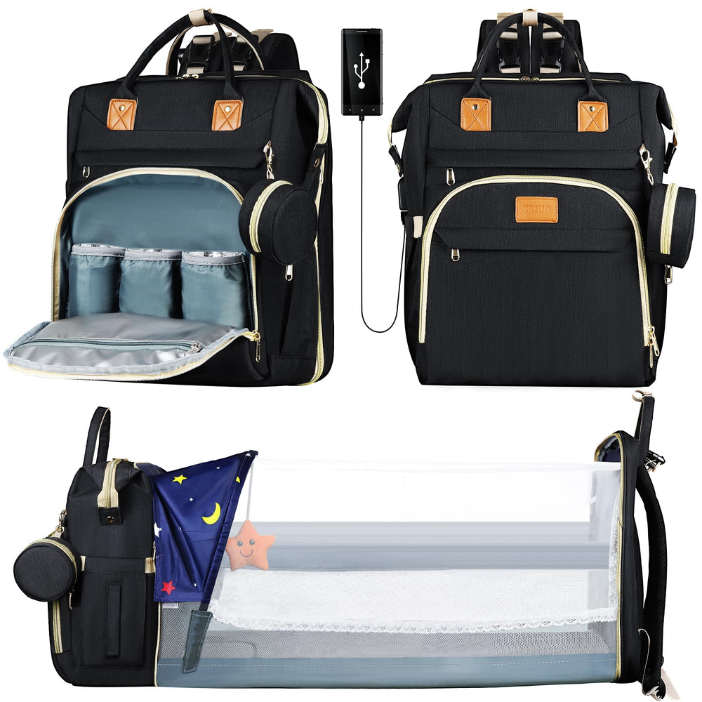ZRSUN diaper bag backpack large capacity holds diapers, bottles, and toys for busy days.