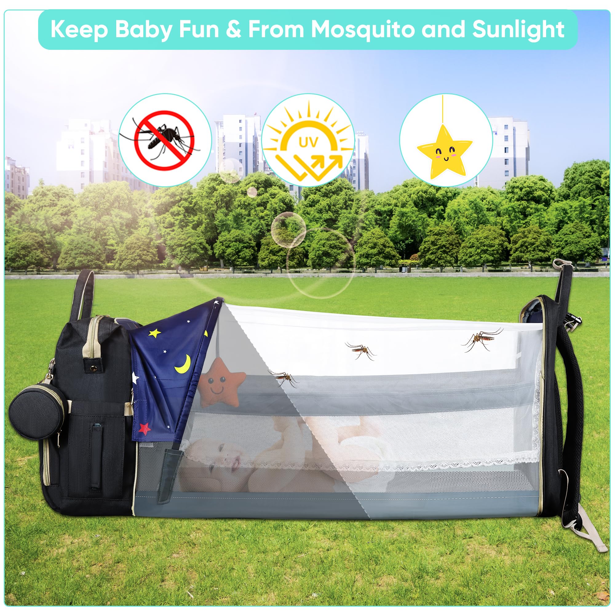 ZRSUN diaper bag foldable lightweight design for compact packing and easy carry.
