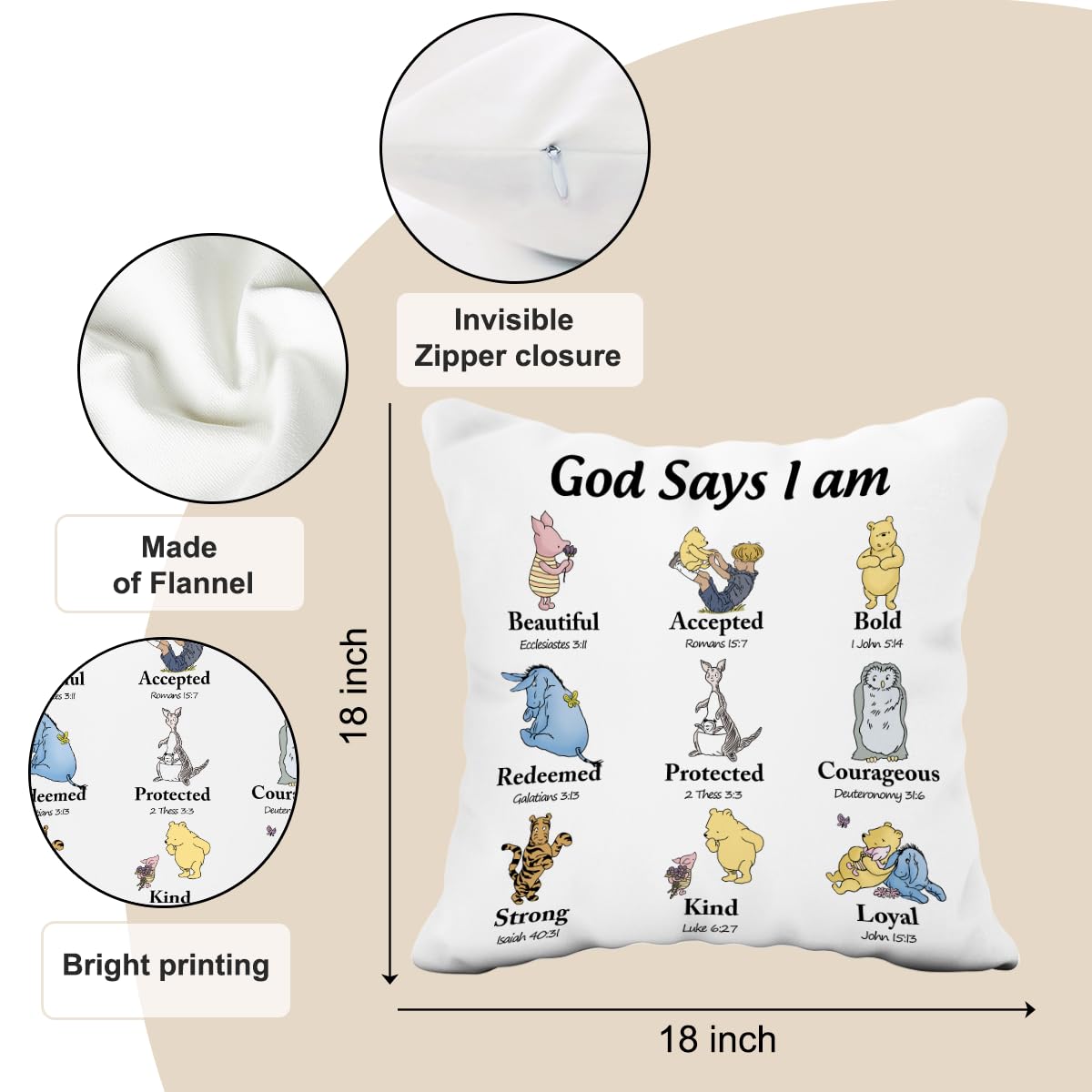 zsatuiy Winnie pillow cover side-angle shows versatile decor use