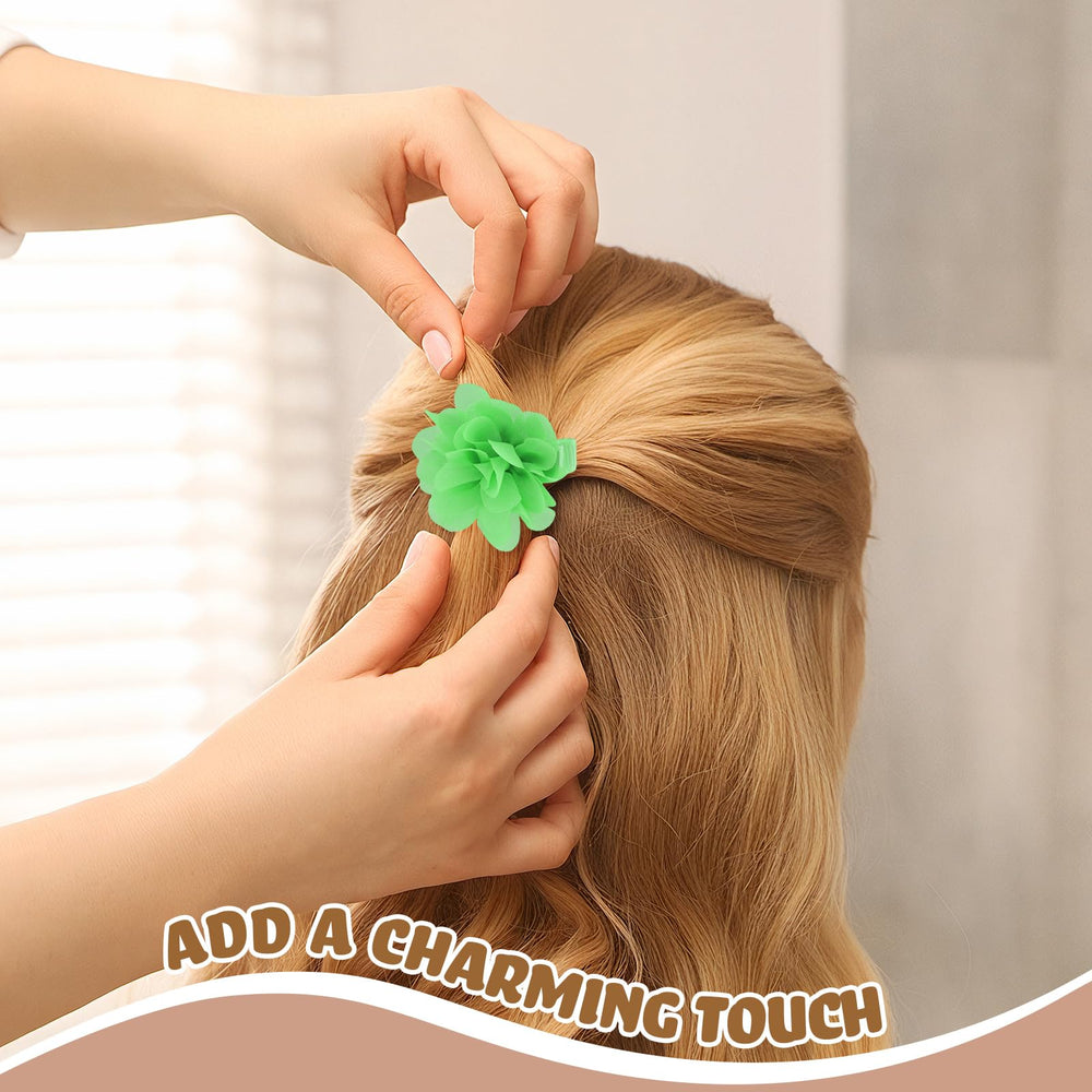 zsccxq 24pc chiffon flower hair clips pastel-7 detailed for DIY headbands and scrapbooks.