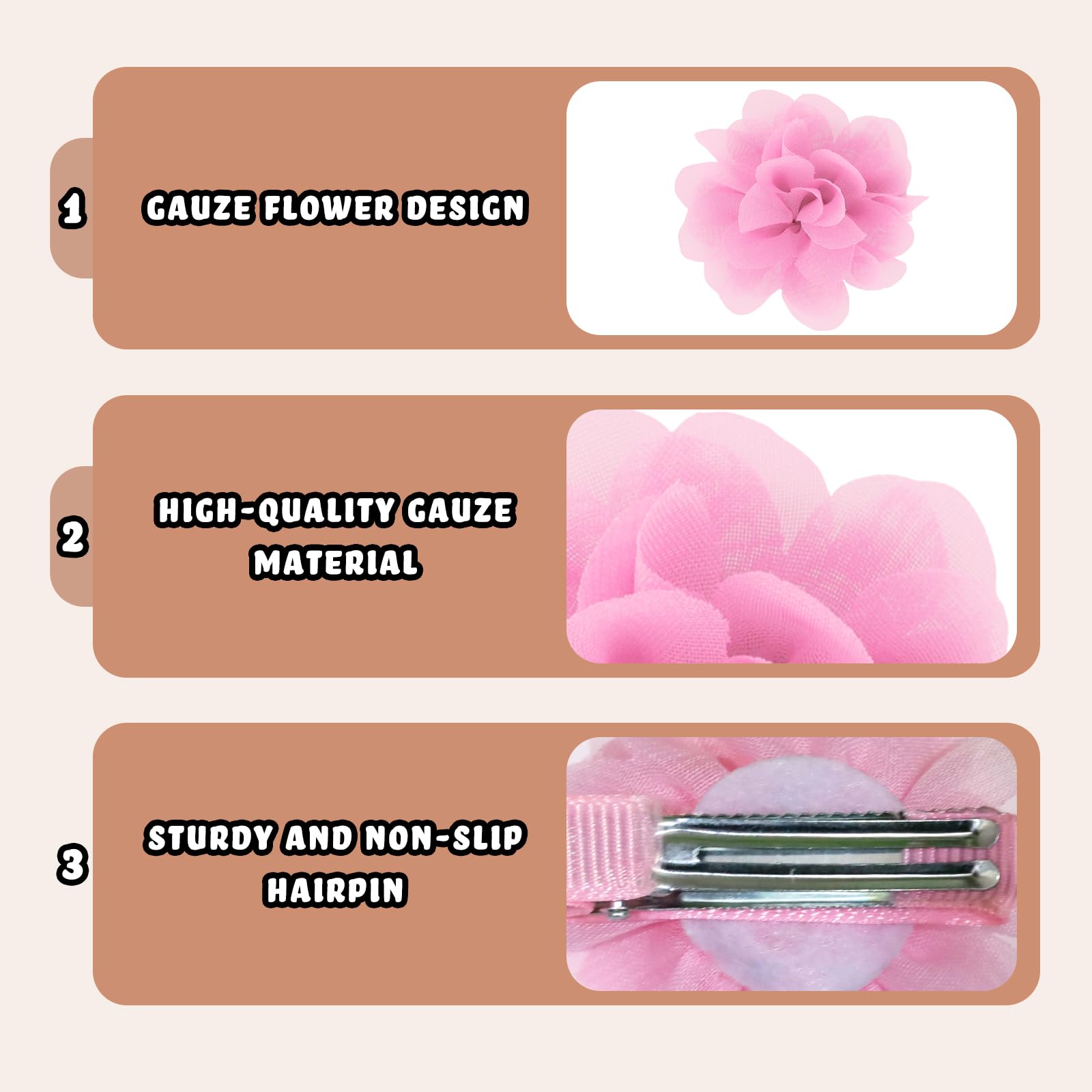 ZSCCXQ 24pcs chiffon flower clips baby headband decoration demonstrates gentle accessory for little ones.