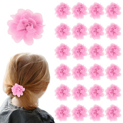 ZSCCXQ 24pcs chiffon flower clips pink front view ideal for delicate everyday styling.