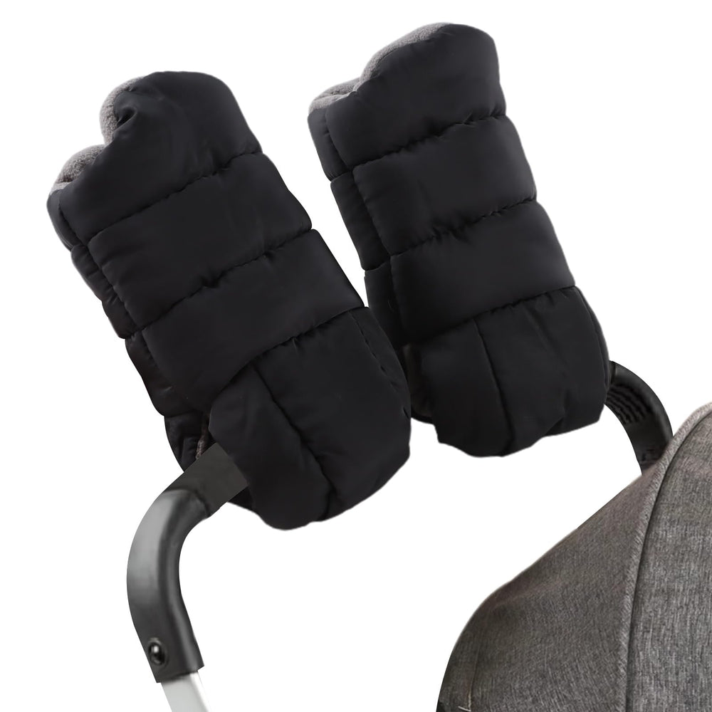 Zsedrut stroller gloves universal-fit attached to a handlebar for easy winter walks