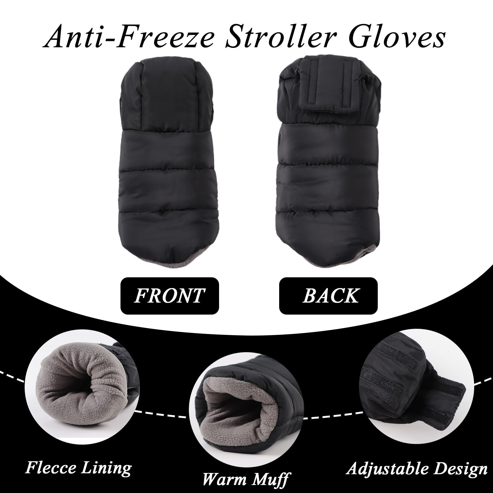 Zsedrut stroller gloves water-repellent exterior during light rain