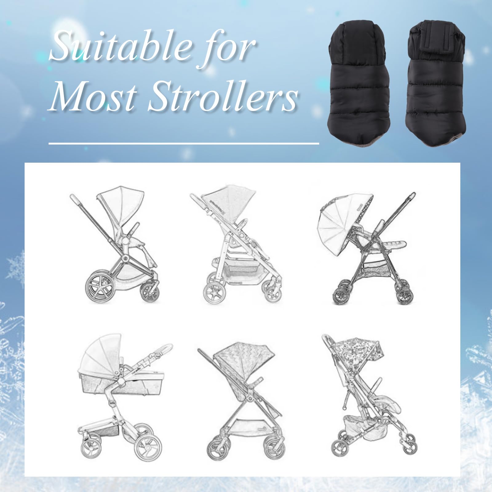 Zsedrut stroller gloves ready for winter walks on a snowy day