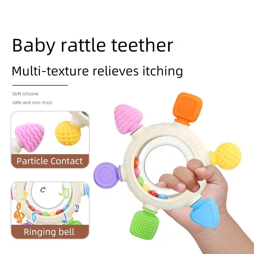 ZSKXYRUS teething ring colored buttons blue purple green yellow attract baby gaze
