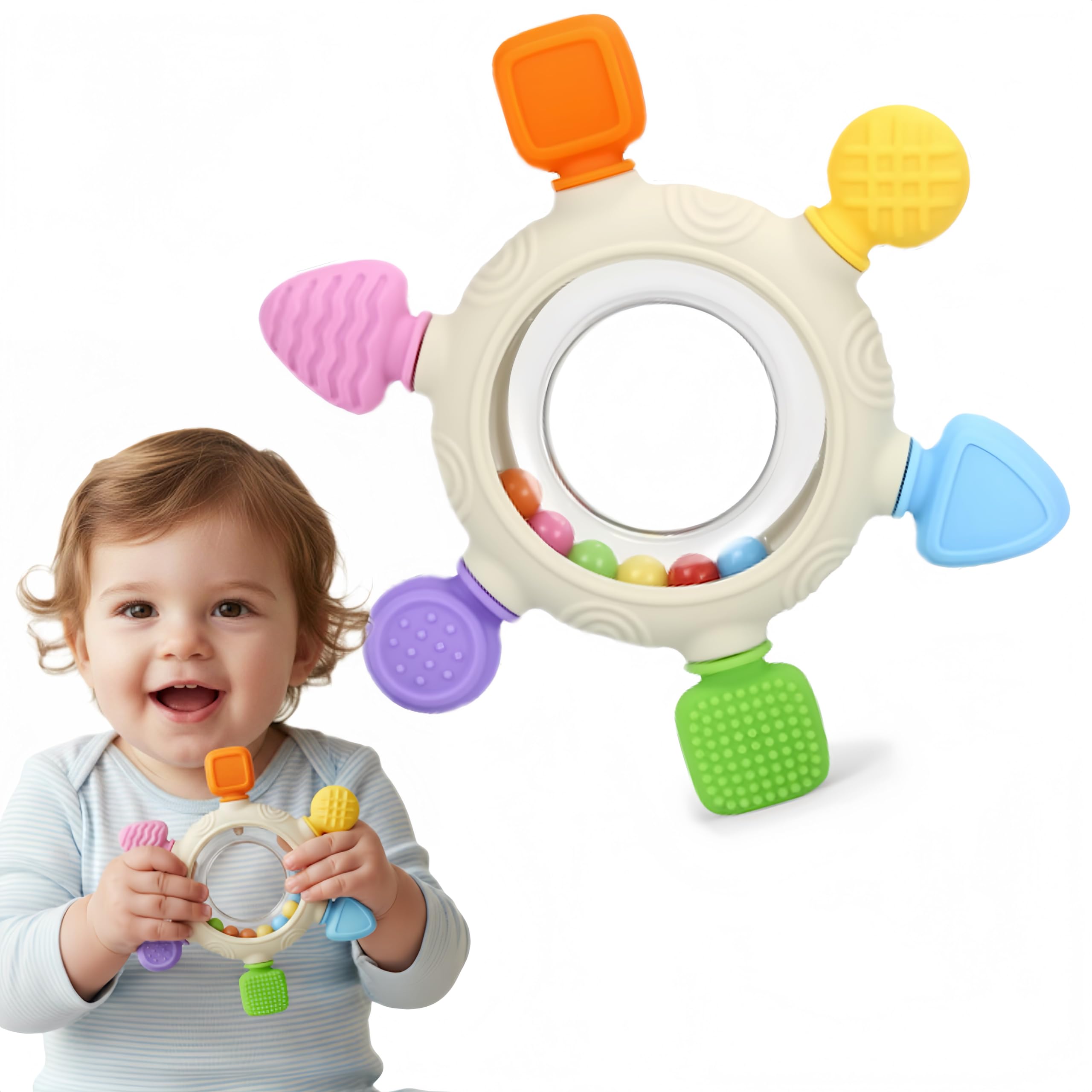 ZSKXYRUS unisex baby gift teething ring suitable for showers or birthdays