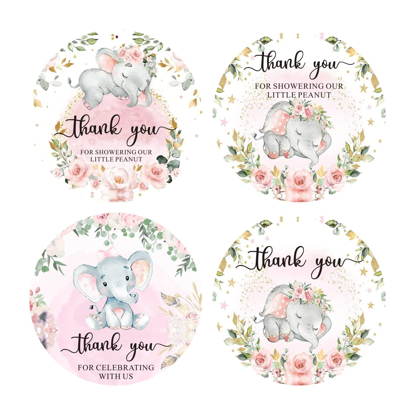 ZSTOWY elephant stickers 2-inch round ideal for baby shower favors and thank-you cards embellishments