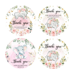 ZSTOWY elephant stickers 2-inch round ideal for baby shower favors and thank-you cards embellishments