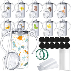 Zubebe sublimation sippy cups 12-pack front view for personalized kids' cups via DIY customization
