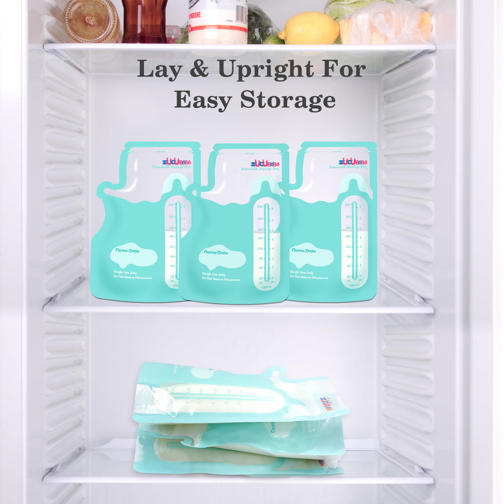 Zuccubebe breastmilk bags freezer-safe for reliable milk storage.
