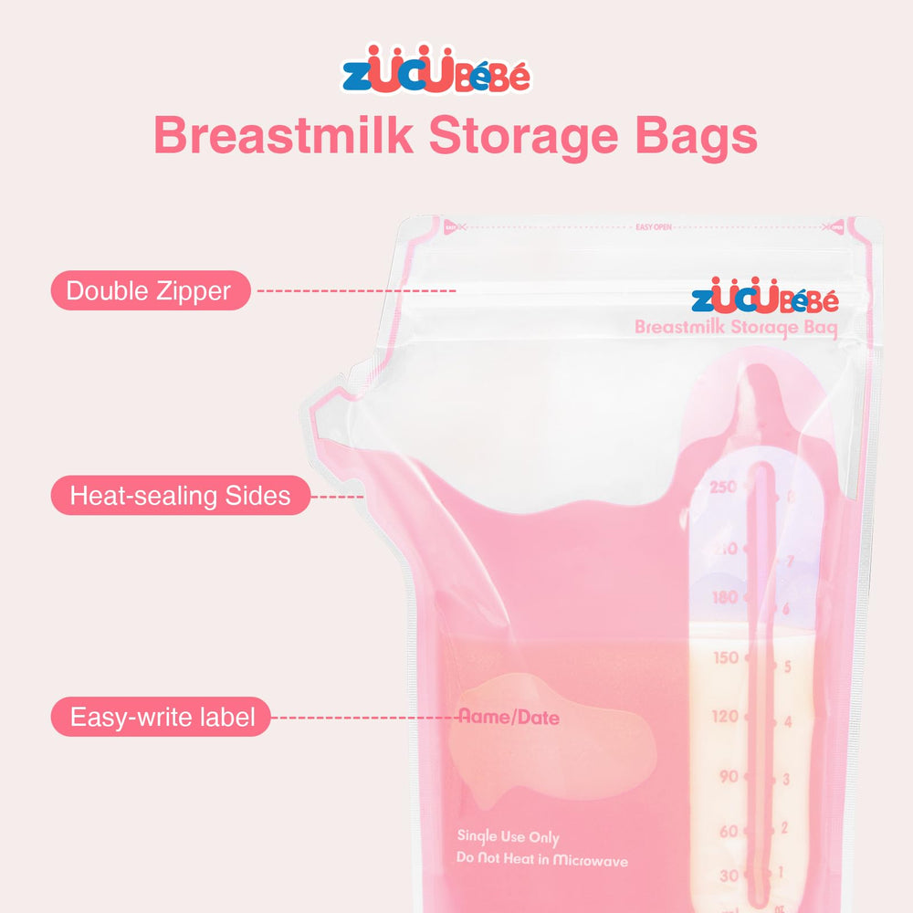 ZÜCÜBéBé zucube leakproof zipper keeps milk sealed during freezing.