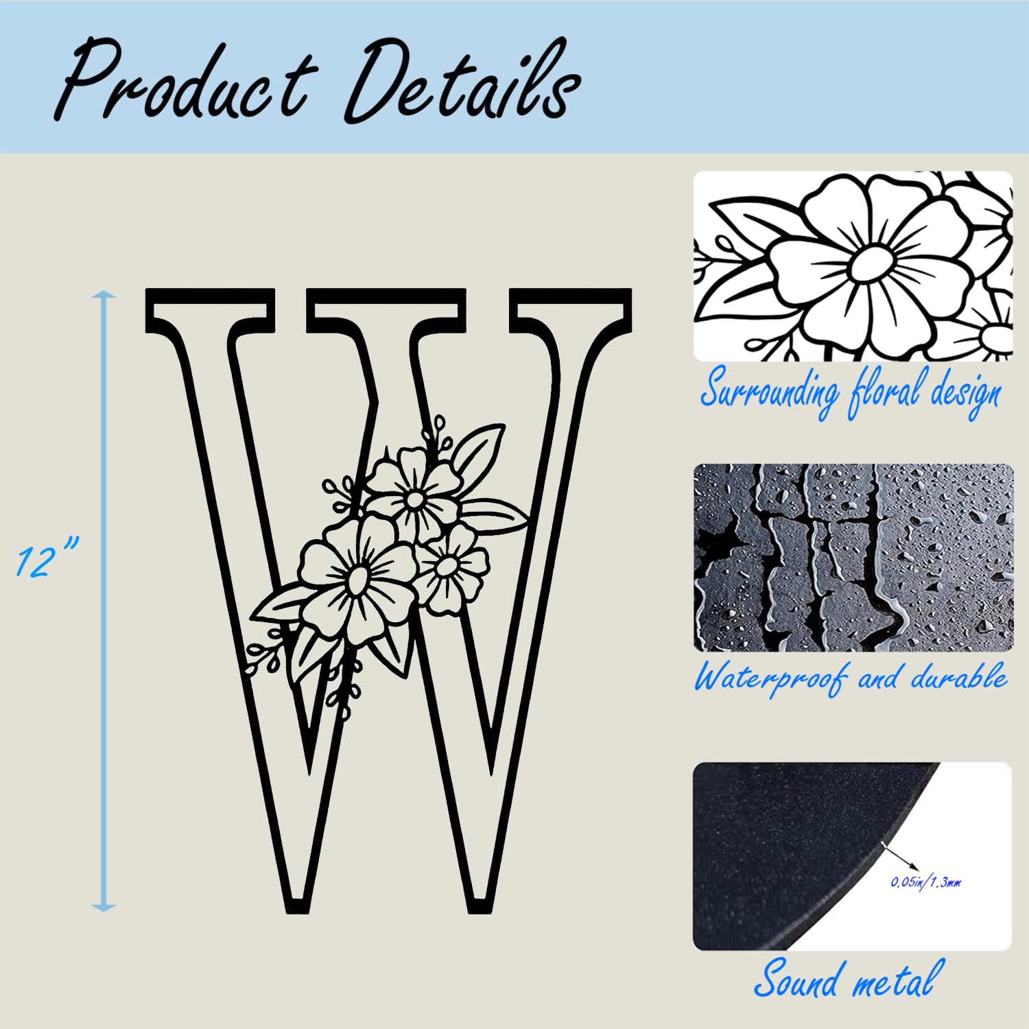 zuinyainn cnc laser-engraved W letter showcases precise detail for a polished wedding gift