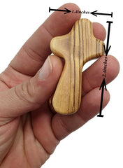 Zuluf olive wood cross from Bethlehem with Holy Land certificate