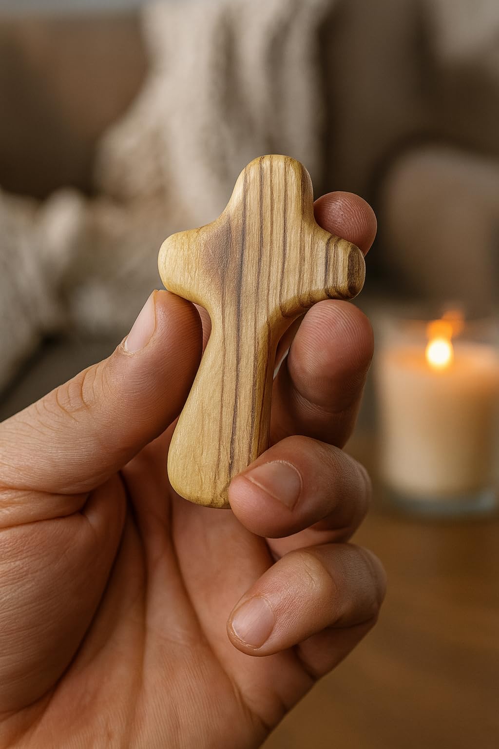 Zuluf olive wood cross as a religious gift for friends