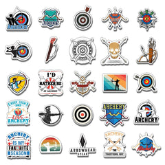 ZULUVINYL archery stickers on laptop illustrate easy application and removable adhesion.