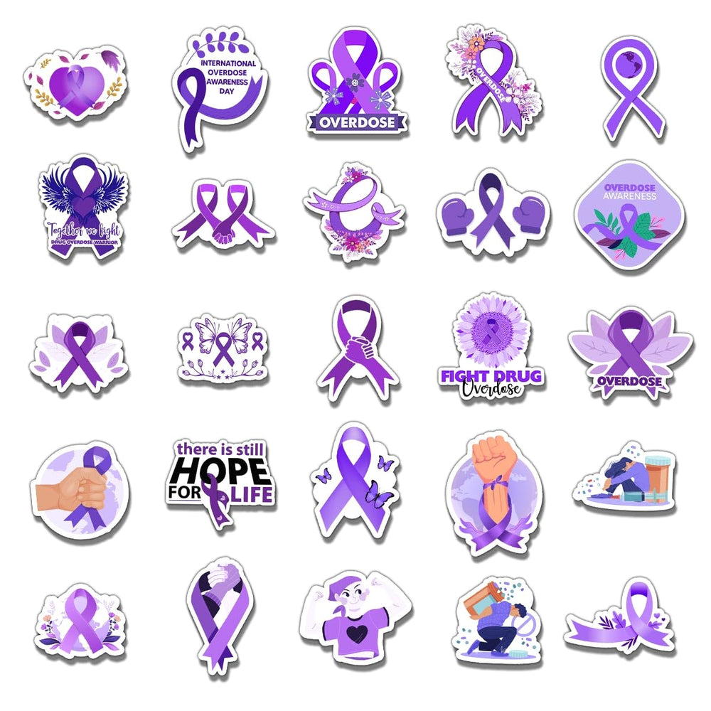 ZULUVINYL overdose ribbon laptop sticker sticks securely on laptops for daily reminders.
