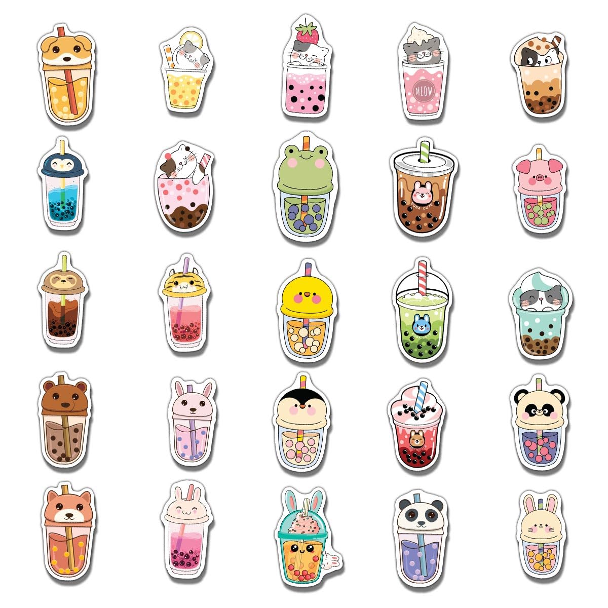 ZULUVINYL cute boba stickers on helmet add personality and durable adhesion