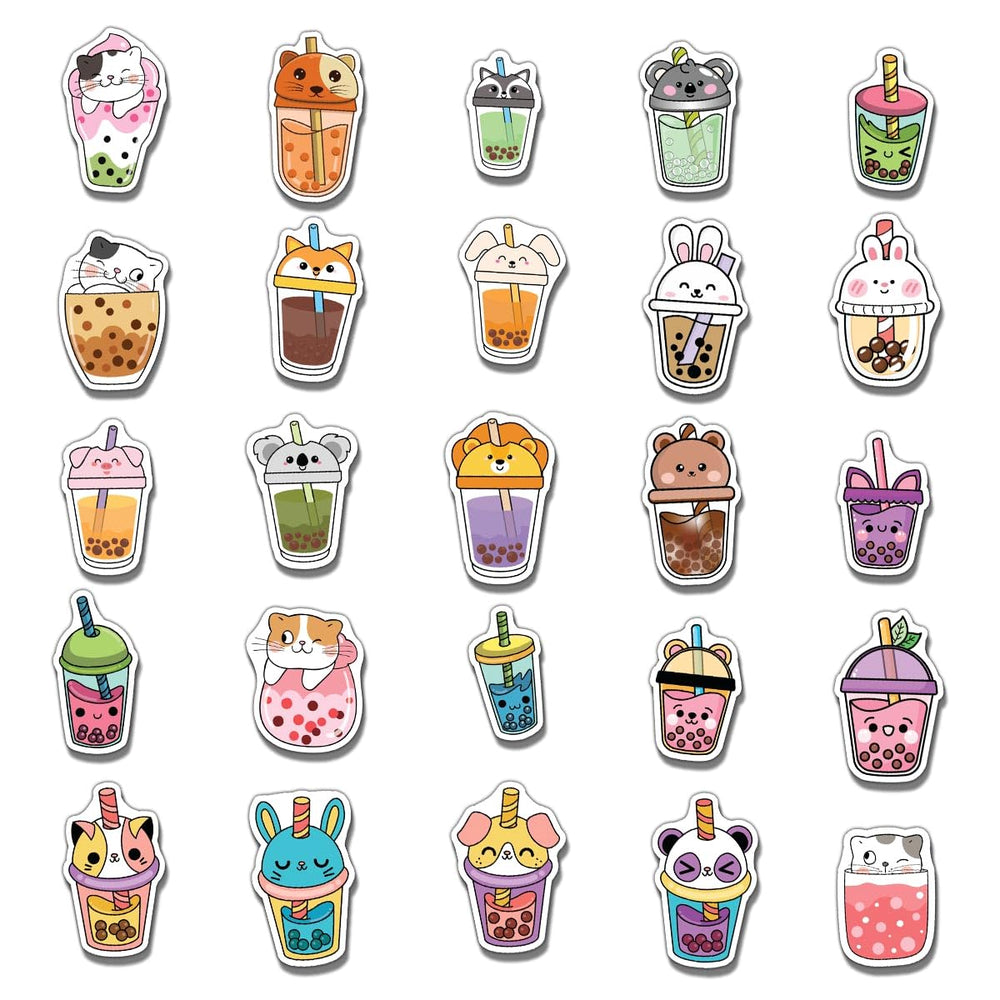ZULUVINYL cute boba stickers on laptop show vibrant personalization and easy removal