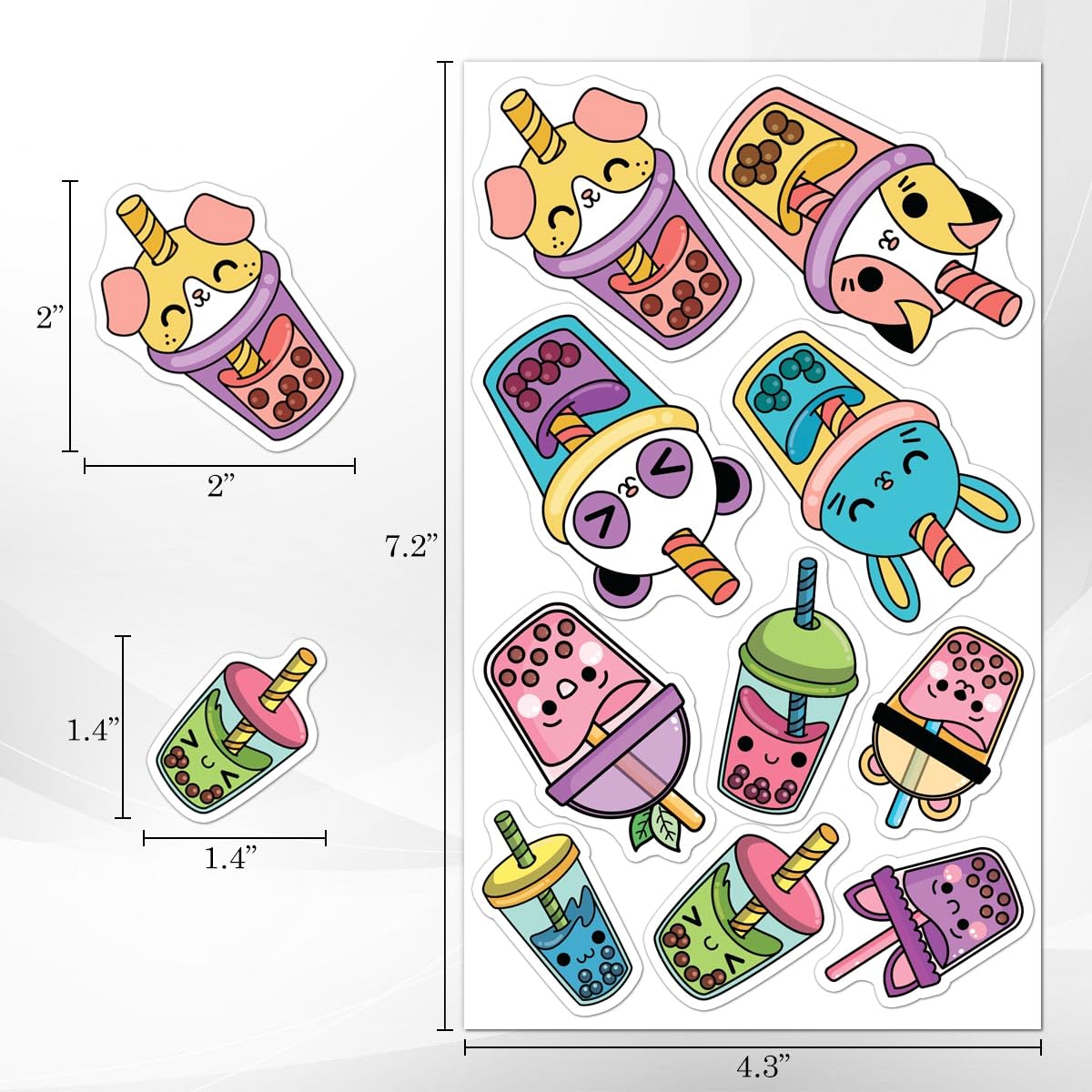 ZULUVINYL cute boba stickers on luggage for quick ID and style