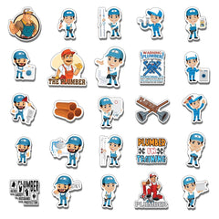 ZULUVINYL plumber stickers on helmet add playful personalization for outdoor use.