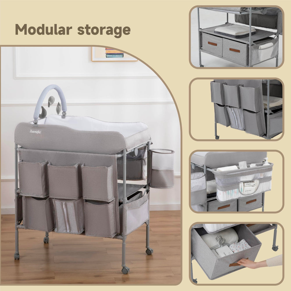 Zumspiel portable-changing-table-wheels: easy room-to-room mobility with locking stability