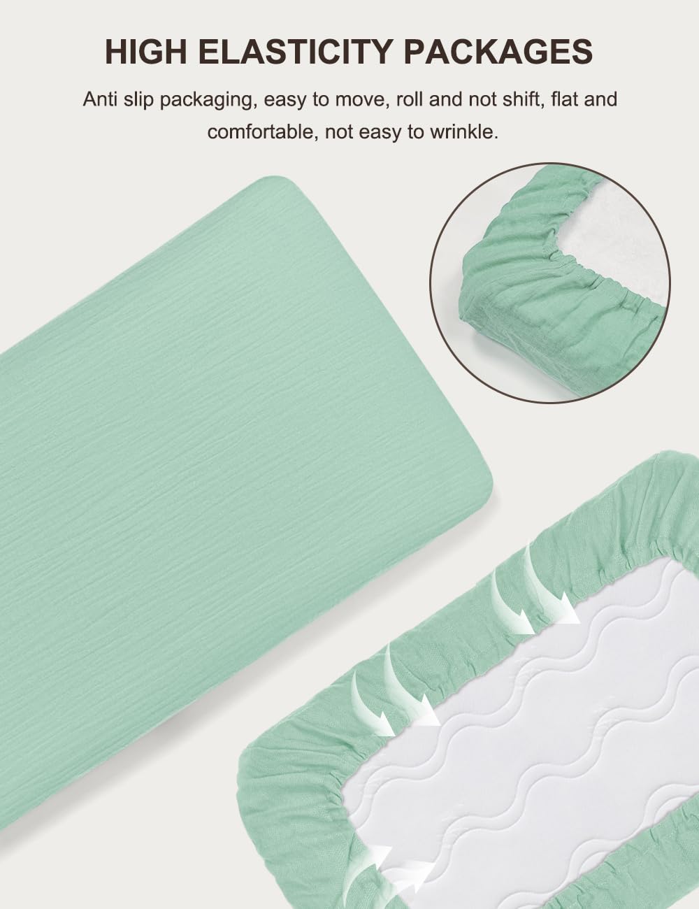 ZURLEFY bassinet sheet showing elastic-bottom design for a snug, smooth surface
