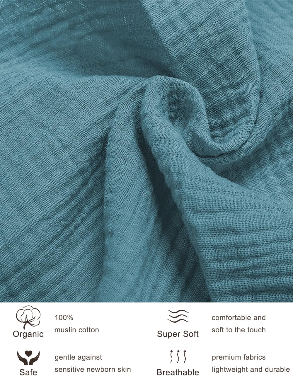 ZURLEFY blue pack-n-play mattress cover close-up highlights snug elastic fit for safer sleep.