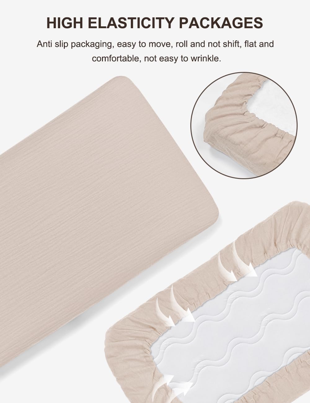 ZURLEFY Khaki Bassinet Sheet ready for machine wash and care