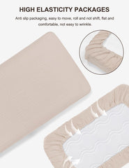 ZURLEFY Khaki Pack-N-Play sheets dimensions 39x27 fit snugly on most mini cribs.