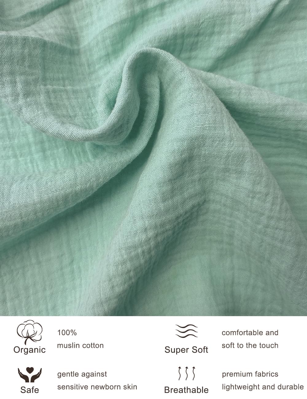 ZURLEFY muslin bassinet sheet with elastic edge-fit ensures snug sleeping surface.