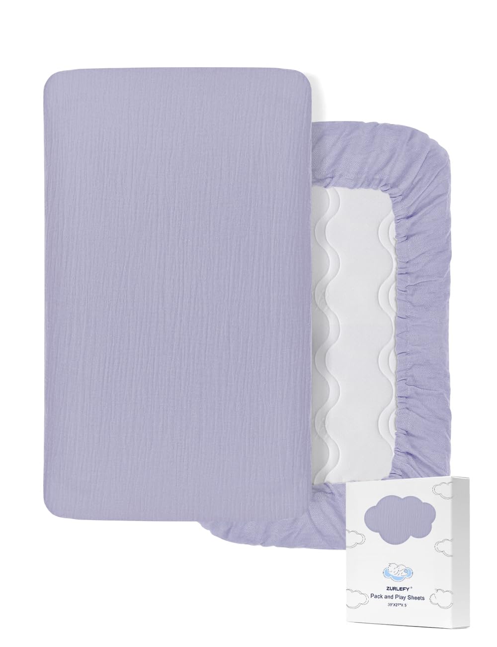 ZURLEFY pack n play sheets soft cotton close-up highlighting gentle baby skin.