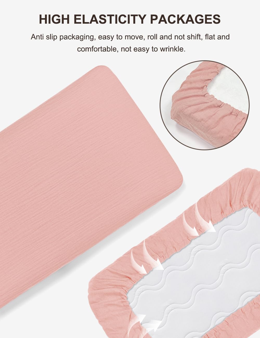 ZURLEFY Pink Muslin Bassinet Sheet oval fit supports varied bassinet shapes for peaceful naps
