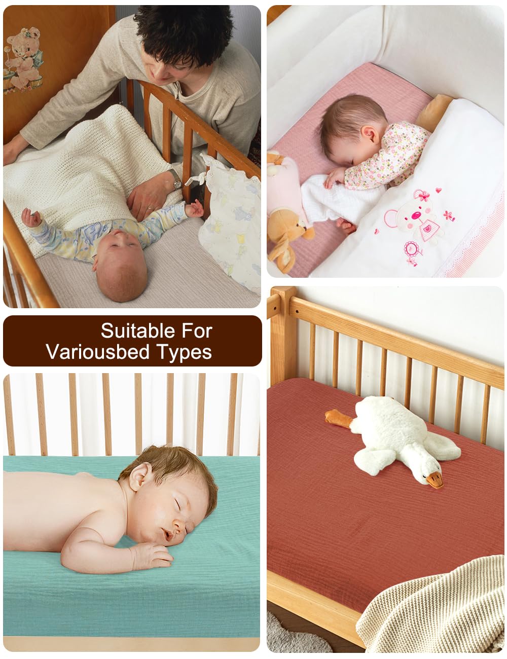 ZURLEFY Rust pack and play sheets in use on a mattress for cozy preparation.
