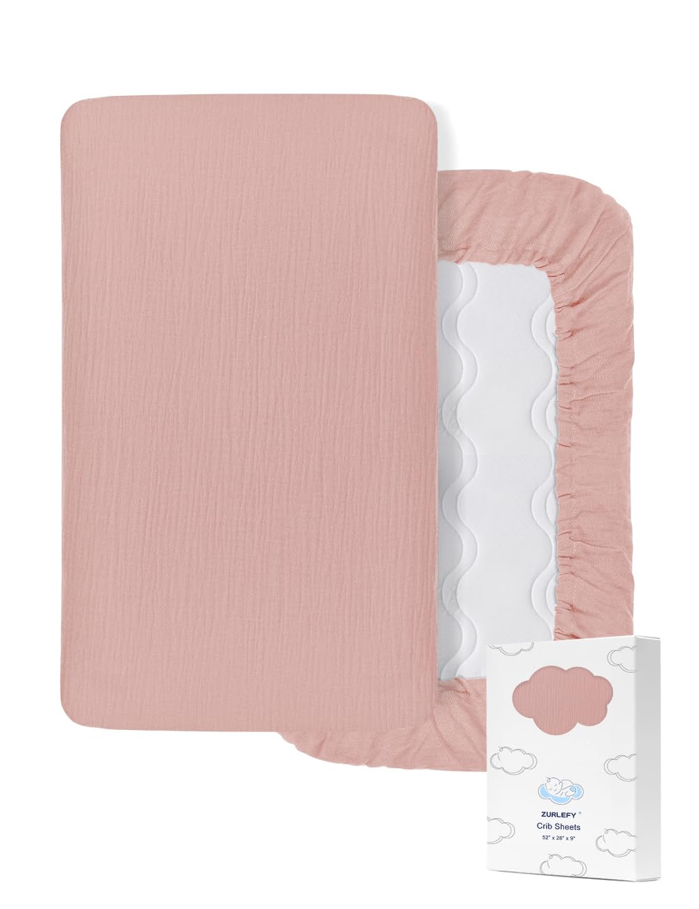 ZURLEFY soft cotton pink crib sheet for gentle skin contact during naps.