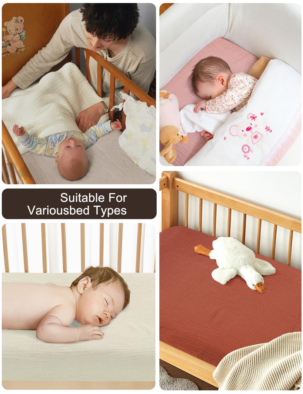 ZURLEFY white crib sheets color swatch display with color options for gifting