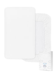 ZURLEFY white crib sheets flat lay showing soft breathable cotton surface for baby comfort