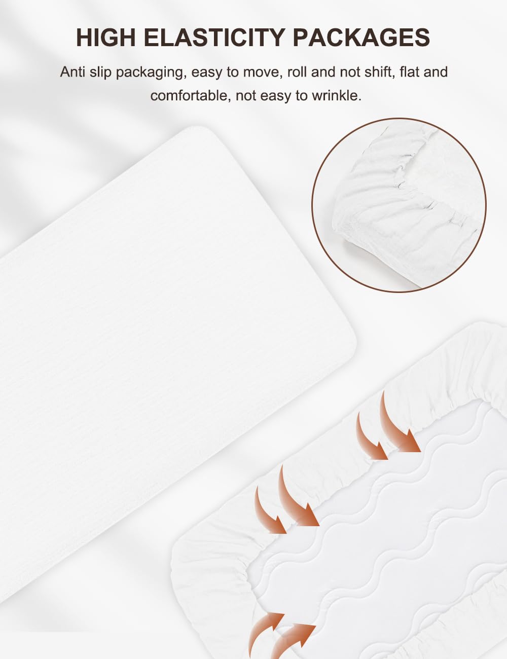 ZURLEFY white crib sheets soft cotton closeup highlighting skin-friendly fabric